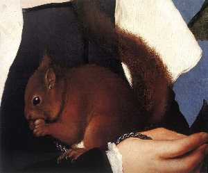 Hans Holbein The Younger - Portrait of a Lady with a Squirrel and a Starling (detail)