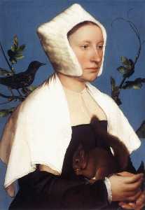 Hans Holbein The Younger - Portrait of a Lady with a Squirrel and a Starling