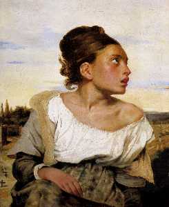 Eugène Delacroix - Girl Seated in a Cemetery