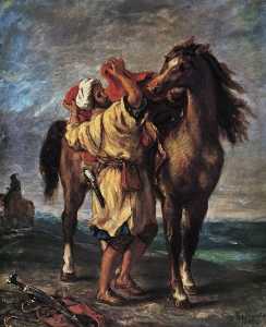 Eugène Delacroix - Marocan and his Horse