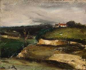 Maurice De Vlaminck - Landscape with a House on the Hill