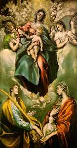 El Greco (Doménikos Theotokopoulos) - Madonna and Child with St. Martina and St. Agnes