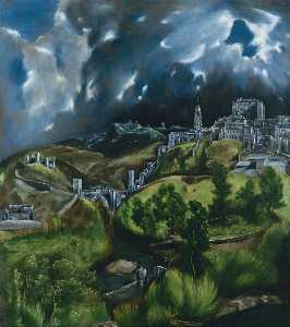 El Greco (Doménikos Theotokopoulos) - View of Toledo - (buy famous paintings)