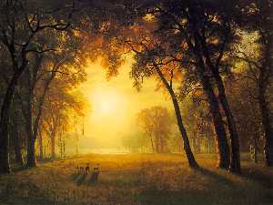 Albert Bierstadt - Deer in a Clearing