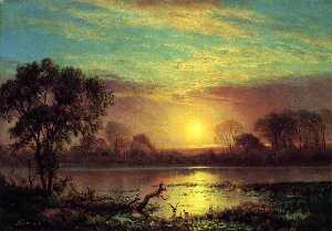 Albert Bierstadt - Evening, Owens Lake, California