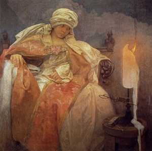 Alphonse Maria Mucha - Woman with a Burning Candle