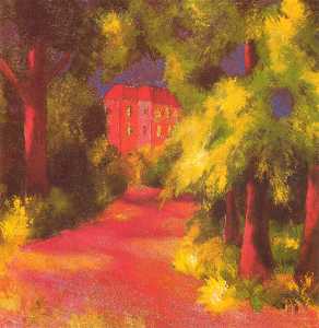 August Macke - Red House in a Park