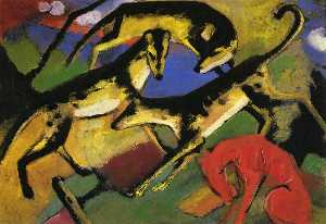 Franz Marc - Playing Dogs