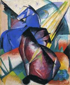Franz Marc - Two Horses, Red and Blue