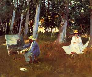 John Singer Sargent - Claude Monet Painting by the Edge of a Wood - (own a famous paintings reproduction)