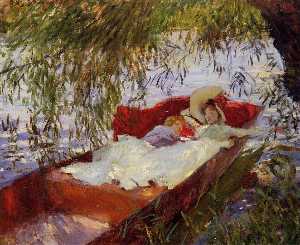 John Singer Sargent - Two Women Asleep in a Punt under the Willows