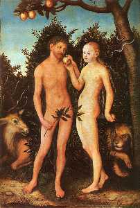Lucas Cranach The Elder - Adam and Eve - (own a famous paintings reproduction)