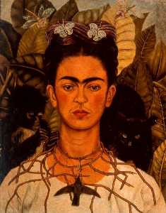 Frida Kahlo - Autorretrato con collar de espinas y colibrí