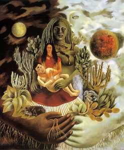Frida Kahlo - The Love Embrace of the Universe, The earth (Mexico), Myself, Diego and Señor Xó