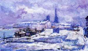 Albert-Charles Lebourg (Albert-Marie Lebourg) - Rouen, Snow Effect - (buy famous paintings)