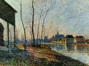 Alfred Sisley - A February Morning at Moret sur Loing