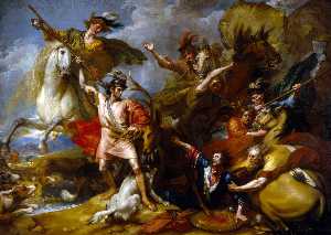 Benjamin West - Alexander III of Scotland Rescued from the Fury of a Stag by the Intrepidity of Colin Fitzgerald (-The Death of the Stag-)