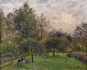 Camille Pissarro - Apple Trees and Poplars at Sunset