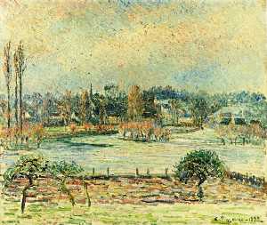 Camille Pissarro - View of Bazincourt, Flood, Morning Effect