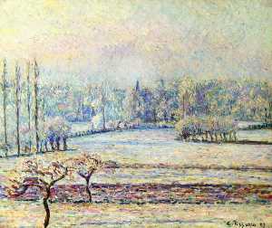 Camille Pissarro - View of Bazincourt, Frost, Morning