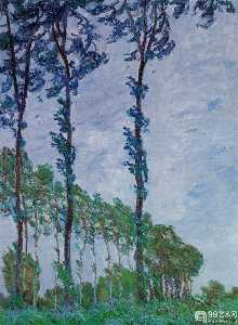 Claude Monet - Poplars, Wind Effect