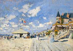 Claude Monet - The Boardwalk on the Beach at Trouville