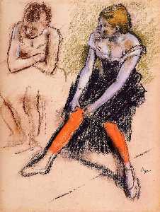 Edgar Degas - Dancer with Red Stockings