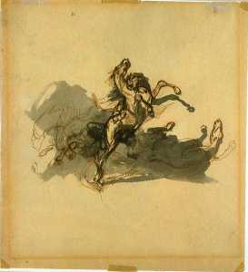 Eugène Delacroix - Lion Attacking a Horse