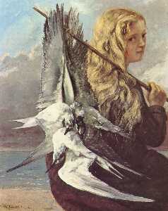 Gustave Courbet - Girl with Seagulls,Trouville