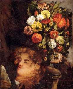 Gustave Courbet - Head of a Woman with Flowers