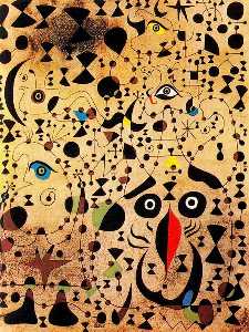 Joan Miró - El bello pájaro descifrando lo desconocido a una pareja de enamorados