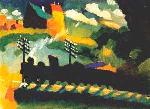 Wassily Kandinsky - View of Murnau with train and castel - (buy famous paintings)