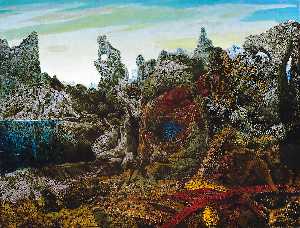 Max Ernst - Paysage avec lac et chimères