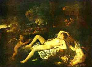 Nicolas Poussin - The Sleeping Venus and Cupid