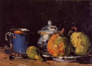 Paul Cezanne - Sugar Bowl, Pears and Blue Cup