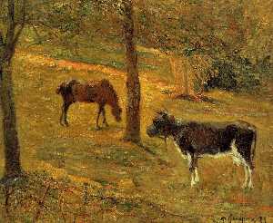 Paul Gauguin - Horse and Cow in a Field