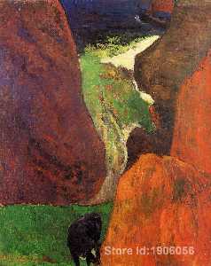 Paul Gauguin - Seascape with cow on the edge of a cliff