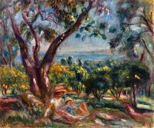 Pierre-Auguste Renoir - Cagnes Landscape with Woman and Child