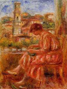 Pierre-Auguste Renoir - Woman at the Window with a View of Nice