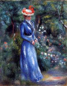 Pierre-Auguste Renoir - Woman in a Blue Dress, Standing in the Garden of Saint-Cloud