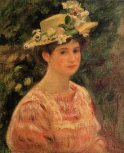 Pierre-Auguste Renoir - Young Woman Wearing a Hat with Wild Roses