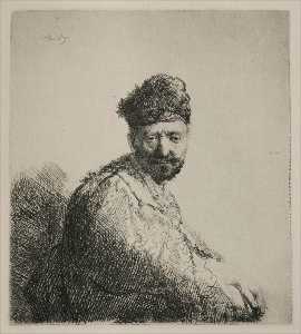 Rembrandt Van Rijn - A Man with a Short Beard and Embroidered Cloak