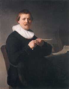 Rembrandt Van Rijn - Portrait of a Man Sharpening a Pen