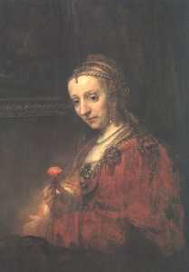 Rembrandt Van Rijn - Woman with a flower