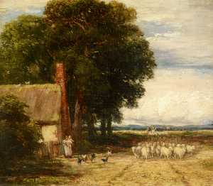 David Cox - Landscape With A Shepherd And Sheep