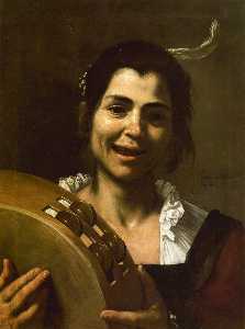 Jusepe De Ribera (Lo Spagnoletto) - Girl with tambourine, hearing