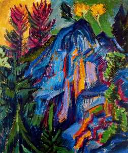 Ernst Ludwig Kirchner - Landscape with blue rocks