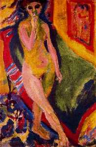 Ernst Ludwig Kirchner - Nude girl with green sofa