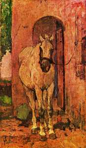 Giovanni Fattori - White horse in fron of a door