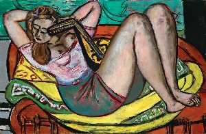 Max Beckmann - Woman with Mandolin in Yellow and Red